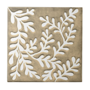 Azulejo Cubierta cerámica de tela blanca y de taupe