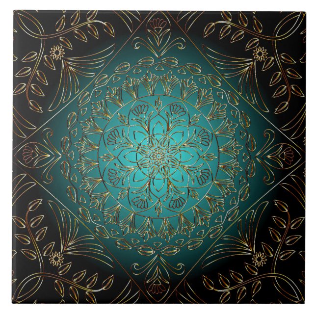 Azulejo Cubierta cerámica decorativa Aqua Gold (Frente)