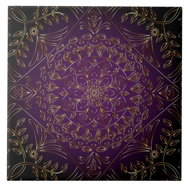 Azulejo Cubierta cerámica decorativa de oro morado (Frente)