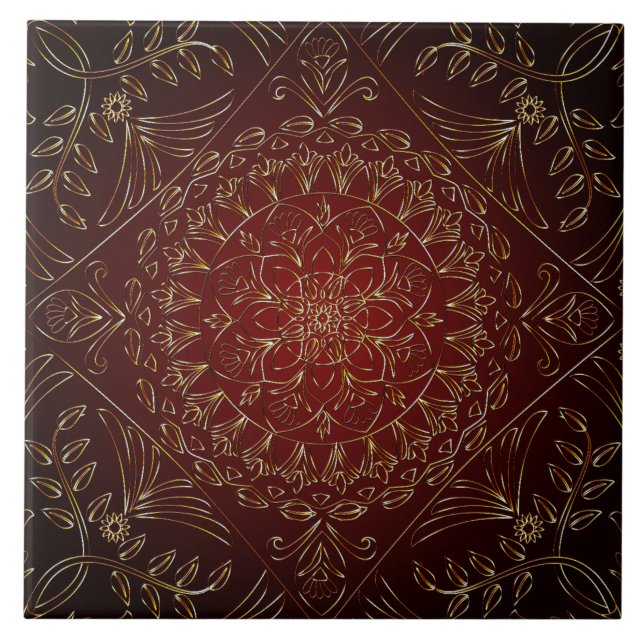 Azulejo Cubierta cerámica decorativa de oro rojo (Frente)