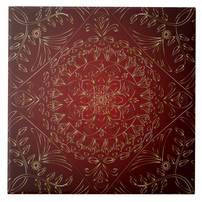 Azulejo Cubierta cerámica decorativa de oro rojo (Frente)
