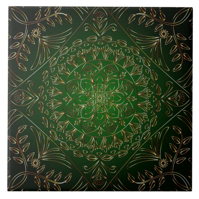 Azulejo Cubierta cerámica decorativa de oro verde (Frente)