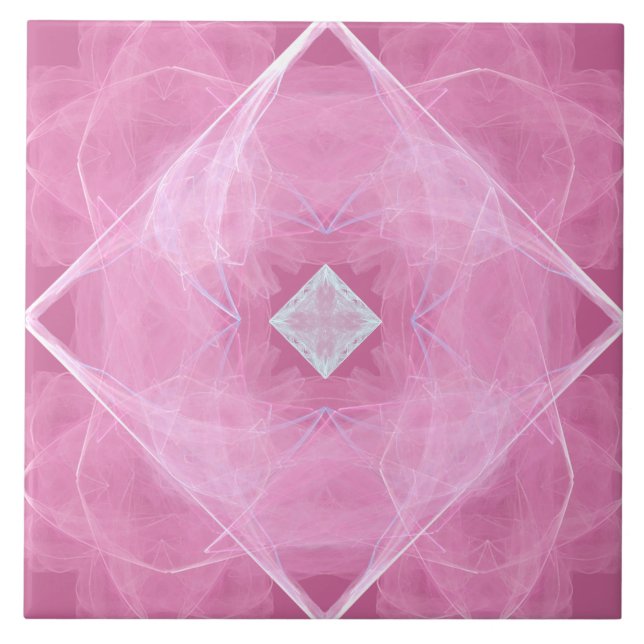Azulejo Cubierta cerámica del patrón de encaje rosado del  (Frente)