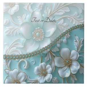 Azulejo Cubierta cerámica floral blanca verde azulada