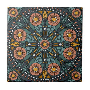 Azulejo Cubierta cerámica floral bohemia