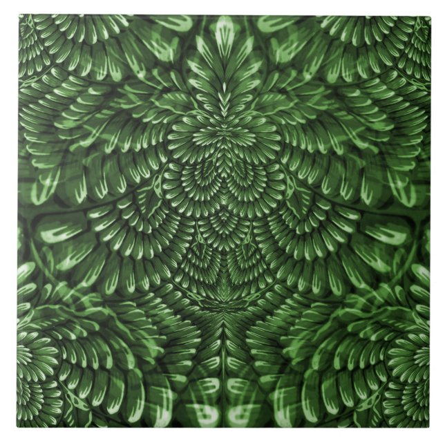 Azulejo Cubierta cerámica floral verde decorativa (Frente)