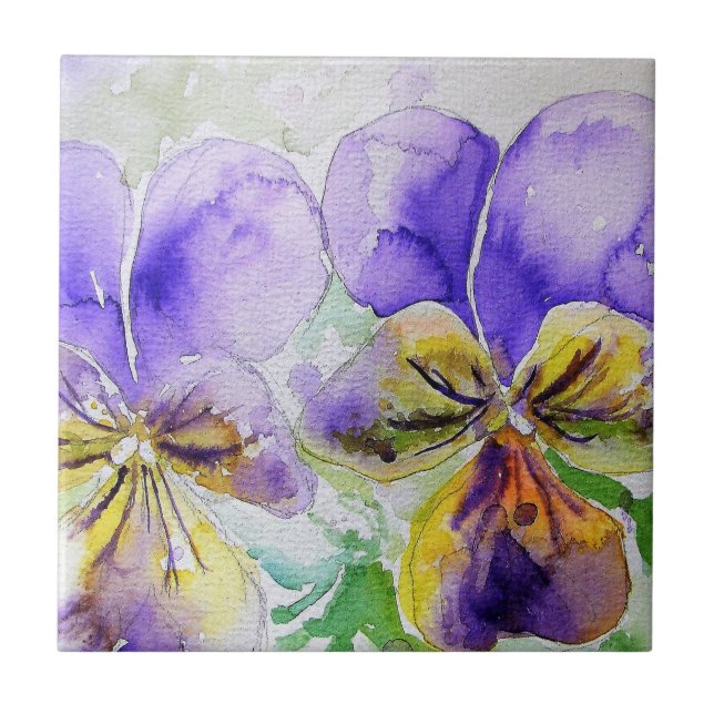 Azulejo Cubierta cerámica floral violeta púrpura Viola pan (Frente)