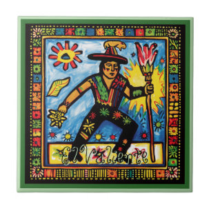 Azulejo Cubierta cerámica Huichol Loteria: Cerámica El Val