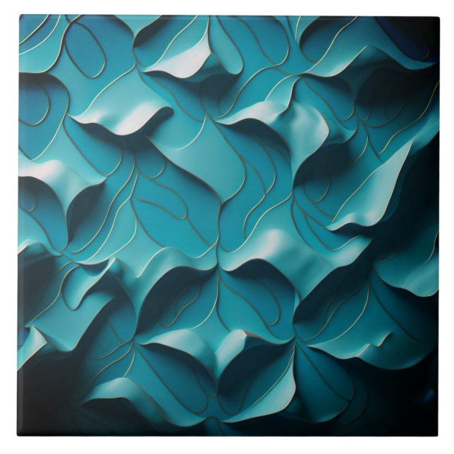 Azulejo Cubierta cerámica "Olas turquesa III" (Frente)