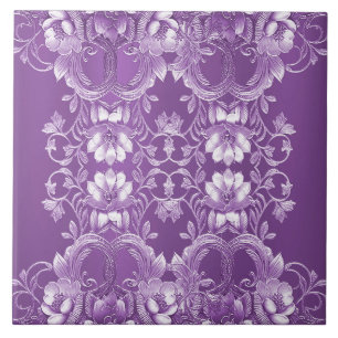 Azulejo Cubierta Cerámica Purple Floral