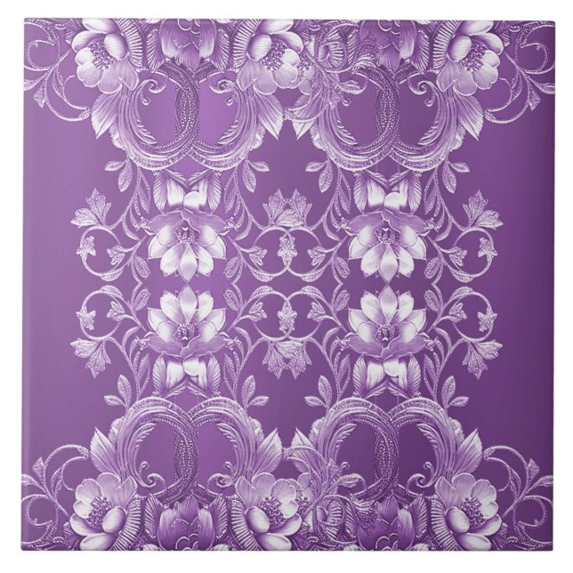 Azulejo Cubierta Cerámica Purple Floral (Frente)