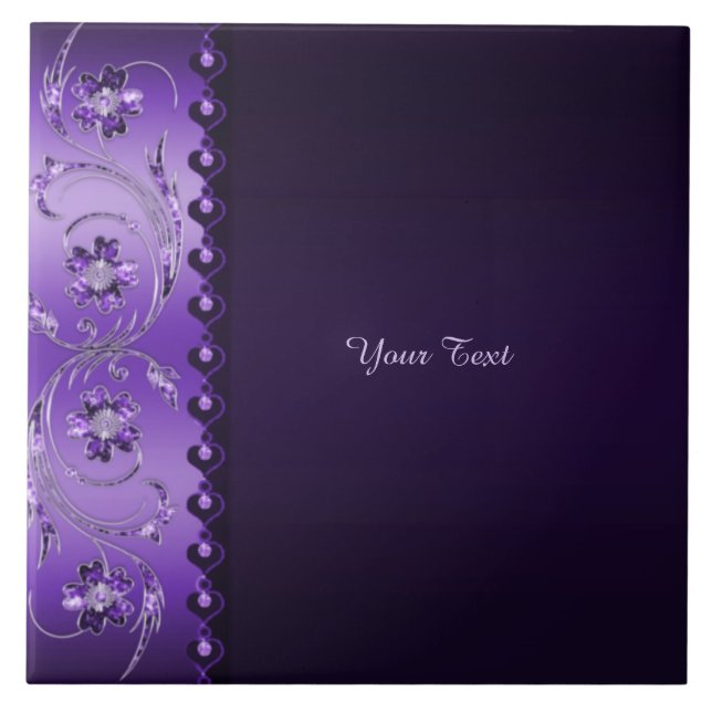Azulejo Cubierta Cerámica Purple Floral (Frente)