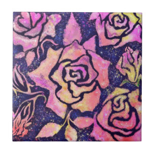 Azulejo Cubierta cerámica Rosa de pintura