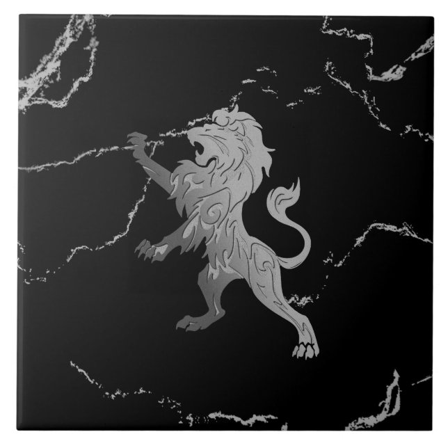 Azulejo Cubierta de cerámica de león real de plata mármol (Frente)