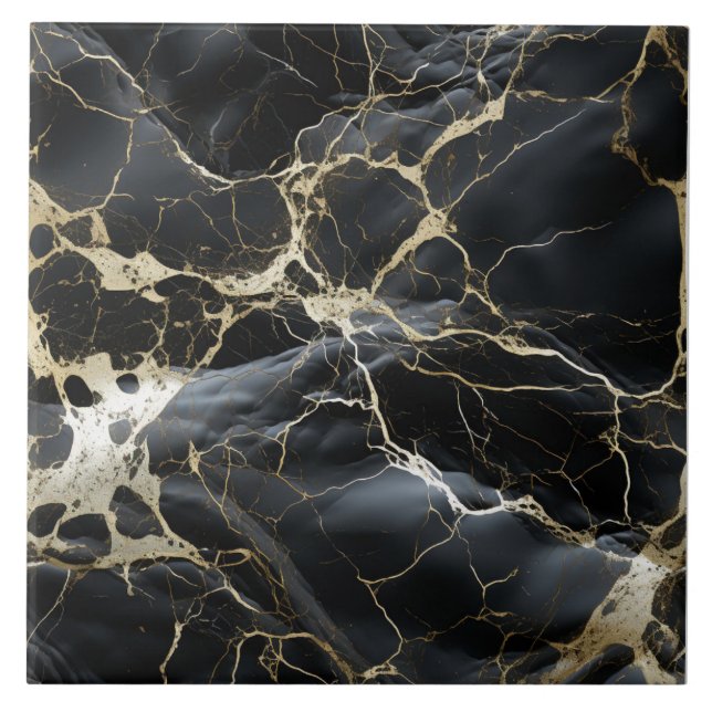 Azulejo Cubierta de cerámica de mármol negro con infusión  (Frente)