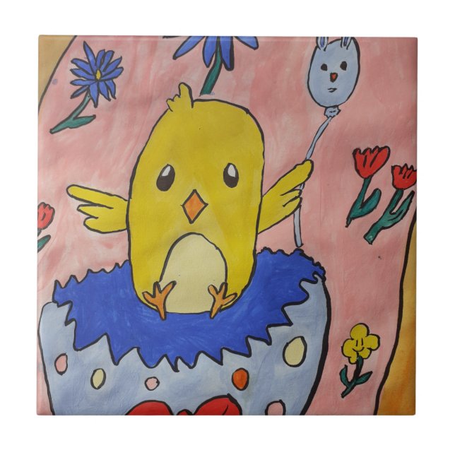 Azulejo Cubierta de cerámica de pollo de Pascua (Frente)