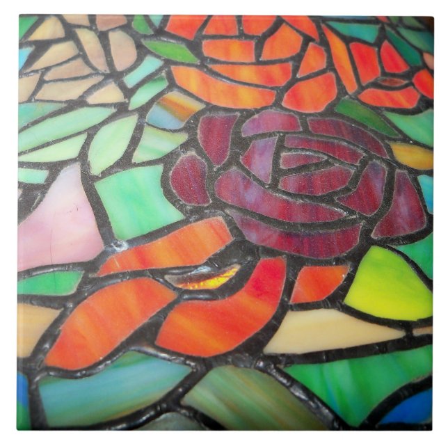 Azulejo Cubierta de cerámica de vidrio con mango floral Ro (Frente)