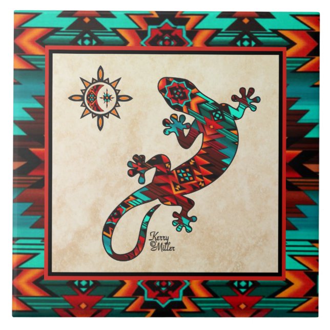 Azulejo Cubierta De Cerámica Gecko Y Sun (Frente)