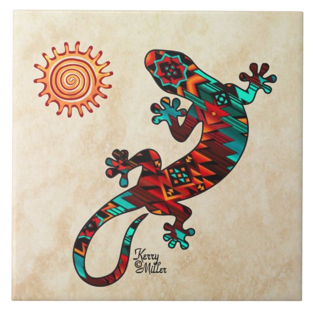 Azulejo Cubierta De Cerámica Gecko Y Sun (Frente)