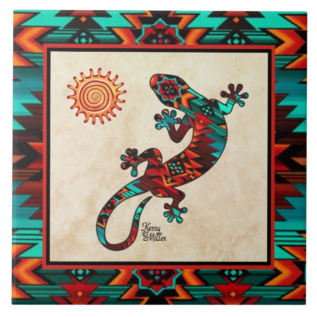 Azulejo Cubierta De Cerámica Gecko Y Sun (Frente)