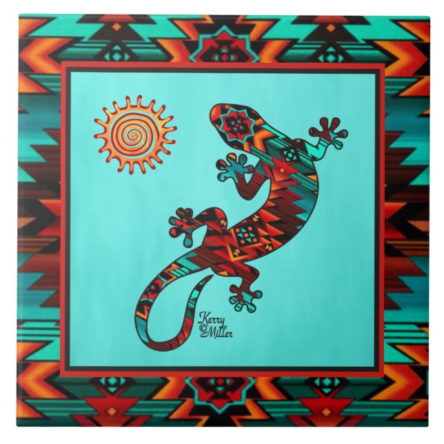 Azulejo Cubierta De Cerámica Gecko Y Sun (Frente)