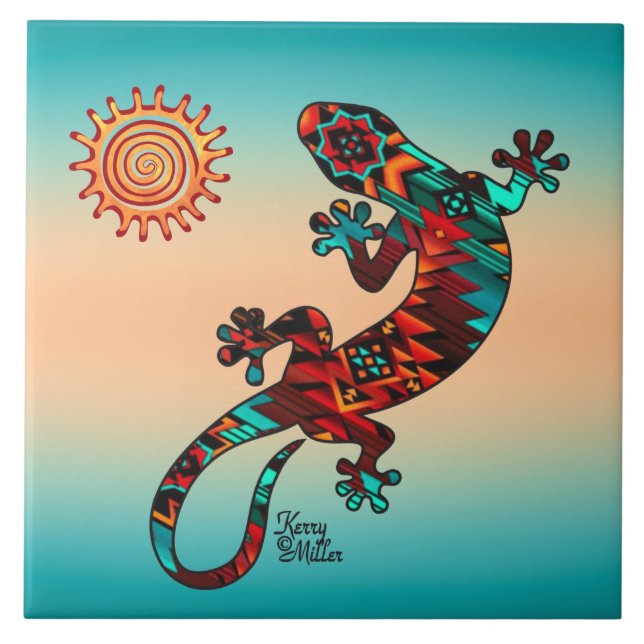 Azulejo Cubierta De Cerámica Gecko Y Sun (Frente)
