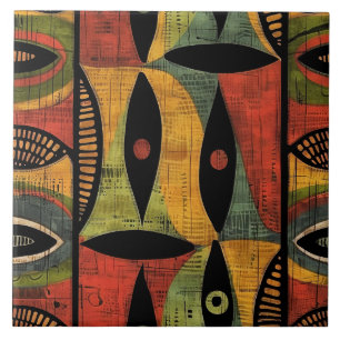 Azulejo Cubierta de cerámica verde oro abstracta africana