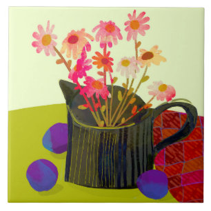 Azulejo Cubierta de cocina cerámica de Daisies