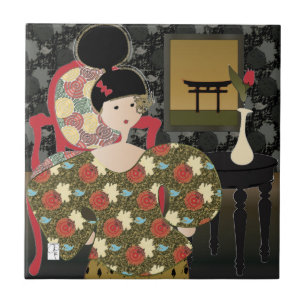 Azulejo Cubierta de la silla roja del interior