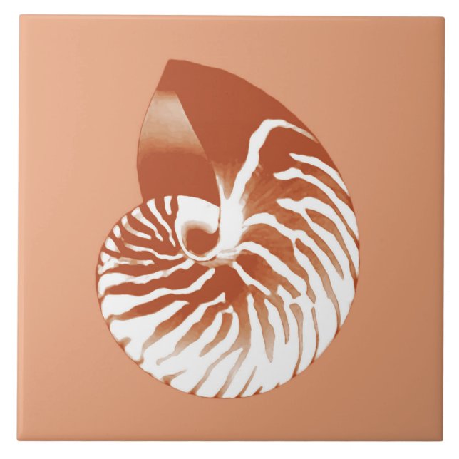 Azulejo Cubierta de Nautilus - terracota y blanco (Frente)