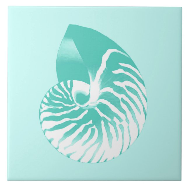 Azulejo Cubierta de Nautilus: turquesa, aqua y blanco (Frente)