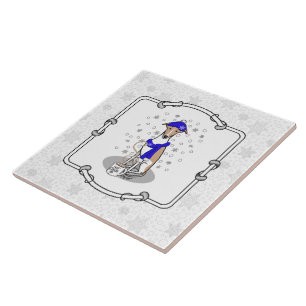 Azulejo Cubierta de nieve con azote azul de invierno - Ama