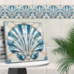 Azulejo Cubierta de vieiras de mosaico de vidrio con mango<br><div class="desc">Cubierta de vieiras de mosaico de vidrio con mango Art Deco</div>