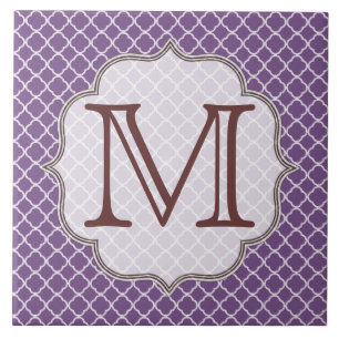 Azulejo Cubierta de visualización de monograma de lavanda