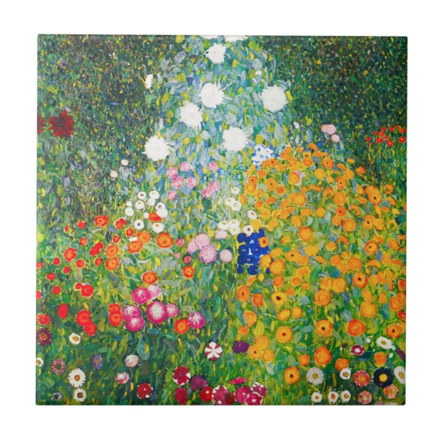 Azulejo Cubierta del jardín de flores Gustavo Klimt (Frente)