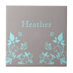 Azulejo Cubierta floral Aqua Butterfly