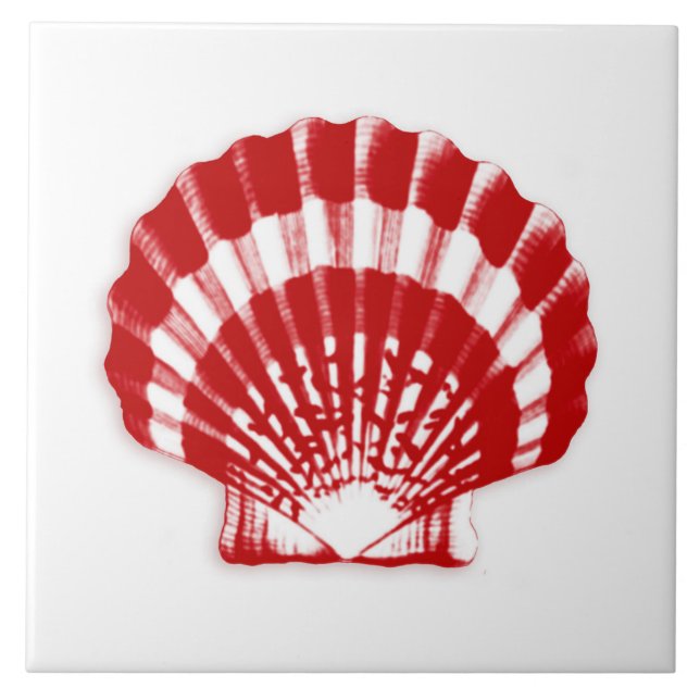 Azulejo Cubierta marina - rojo profundo y blanco (Frente)