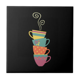 Azulejo Cubos de porcelana apilados, té, café al vapor