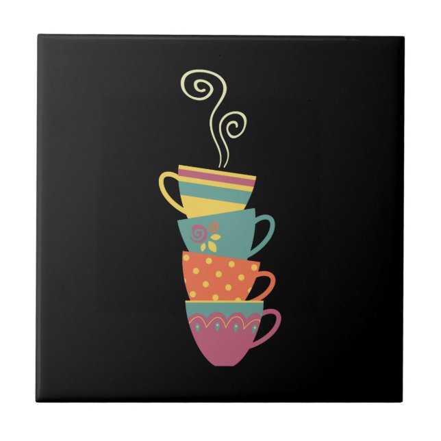 Azulejo Cubos de porcelana apilados, té, café al vapor (Frente)