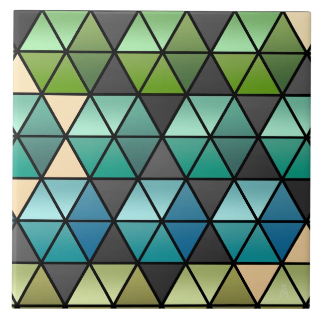 Azulejo Cuchillo hexagonal en verde, Verde azulado + Tan (Frente)