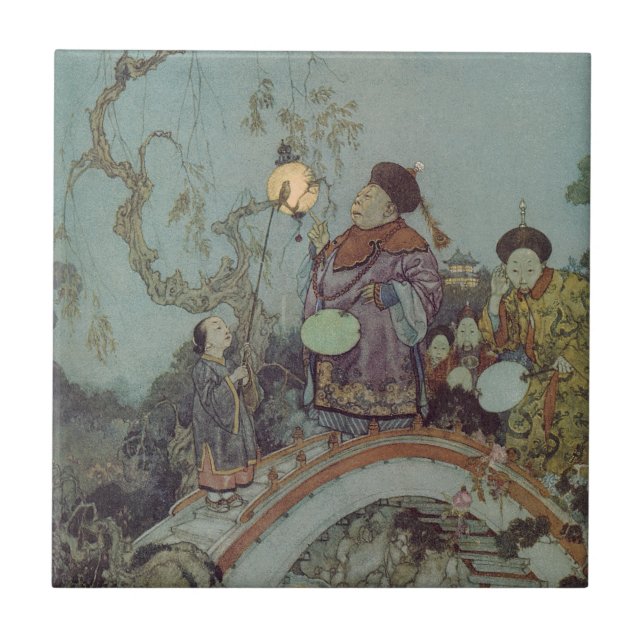 Azulejo Cuento de Hadas Antiguo, Ruiseñor de Edmund Dulac (Frente)