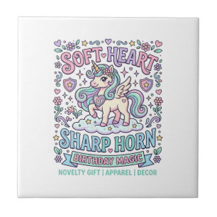 Azulejo Cuerno Afilado Corazón Suave Unicornio Tipografía