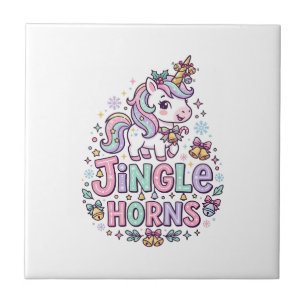 Azulejo Cuerno de Cascabel de Unicornio Encantador Gráfico