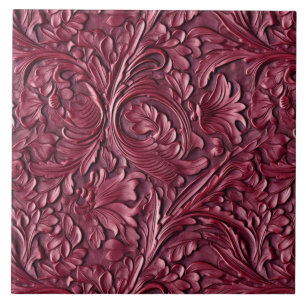 Azulejo Cuero con herramientas de burdeos vintage