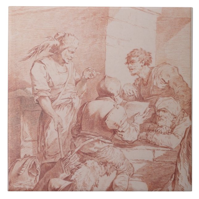 Azulejo Cuerpo de Garde (bárbaros derrotados por un libro) (Frente)