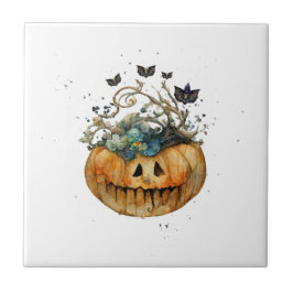 Azulejo Cuesta de color de agua de otoño calabaza de Hallo