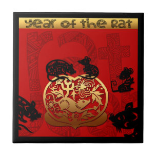 Azulejo Cuidada Rata Año Chino Zodiac Cumpleaños Tile Cuad