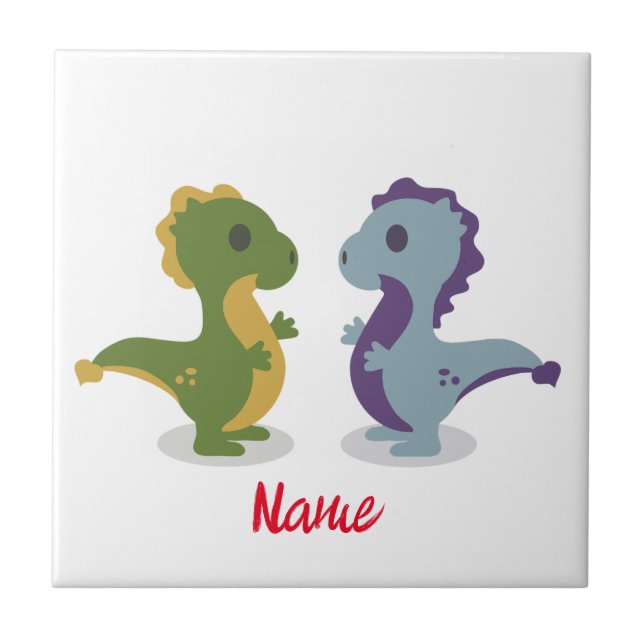 Azulejo Cuidado par de dinosaurios Thunder_Cove (Frente)