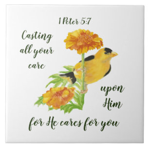 Azulejo Cuidando de Él 1 Peter 5:7 Cita