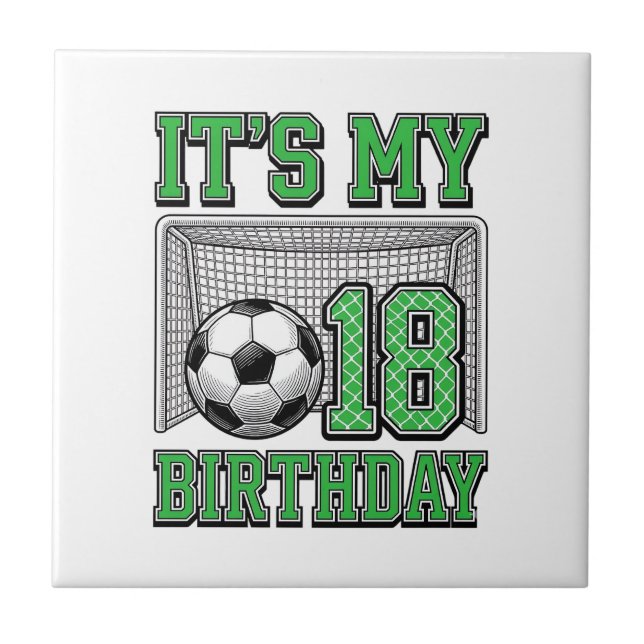 Azulejo Cumpleaños 18 Fútbol Vintage (Frente)